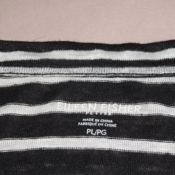 Eileen Fisher Black Striped Short Sleeve 100% Organic Linen T-Shirt Dress - Picture 7 of 8